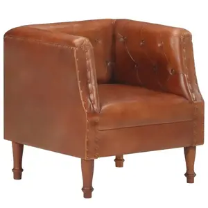 vidaXL Fauteuil Marron Cuir véritable pas cher