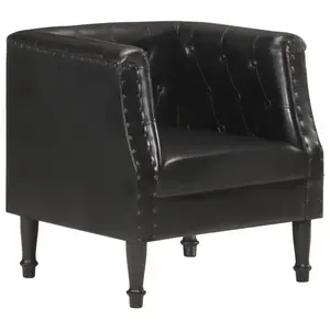 vidaXL Fauteuil Noir Cuir véritable pas cher
