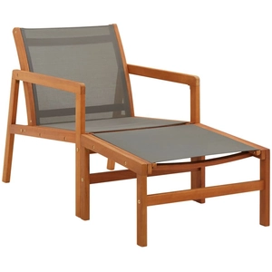 vidaXL Chaise de jardin et repose-pied Gris Eucalyptus et textilène pas cher