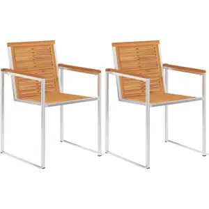 vidaXL Chaises de jardin lot de 2 acacia solide et acier inoxydable pas cher