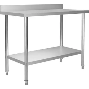 Comparateur de prix : vidaXL Table de travail de cuisine avec dosseret 120x60x93 cm Inox