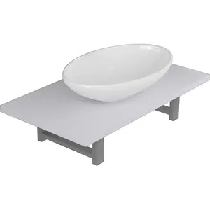 vidaXL Meuble de salle de bain en deux pièces Céramique Blanc pas cher