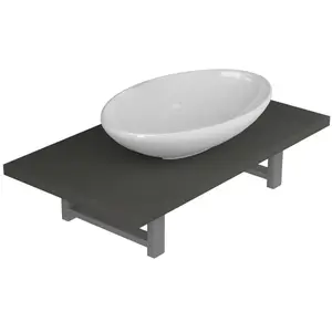 vidaXL Meuble de salle de bain en deux pièces Céramique Gris pas cher