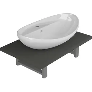 vidaXL Meuble de salle de bain en deux pièces Céramique Gris pas cher