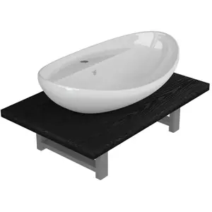 vidaXL Meuble de salle de bain en deux pièces Céramique Noir pas cher