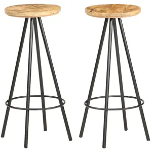 vidaXL Tabourets de bar lot de 2 bois de manguier brut pas cher