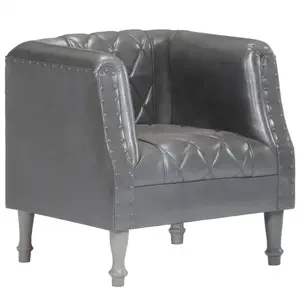 vidaXL Fauteuil Gris Cuir véritable de chèvre pas cher
