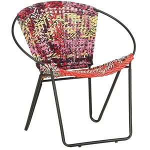 vidaXL Chaise ronde Chindi Multicolore Tissu pas cher