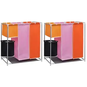 Comparateur de prix : vidaXL Paniers à linge à 3 sections 2 pcs avec un bac de lavage