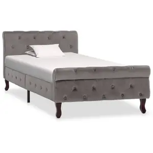 vidaXL Cadre de lit Gris Velours 90 x 200 cm pas cher