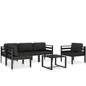 vidaXL Salon de jardin 6 pcs avec coussins Aluminium Anthracite pas cher