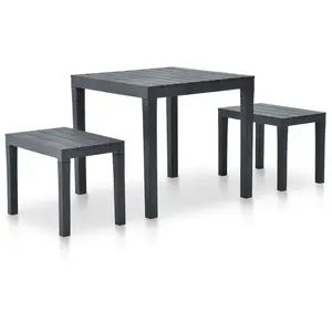 vidaXL Table de jardin avec 2 bancs Plastique Anthracite pas cher