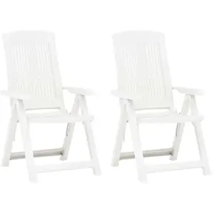 vidaXL Chaises inclinables de jardin 2 pcs Plastique Blanc pas cher