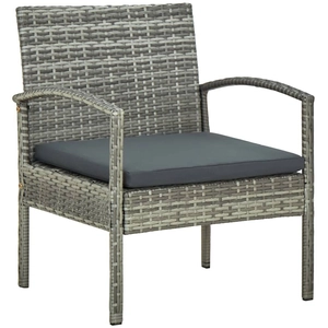 Comparateur de prix : vidaXL Chaise de jardin avec coussin Résine tressée Gris