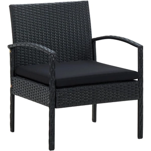 vidaXL Chaise de jardin avec coussin Résine tressée Noir pas cher