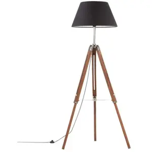 Comparateur de prix : vidaXL Lampadaire à trépied Marron miel et noir Bois de teck 141 cm