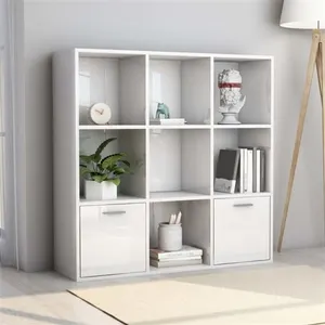Comparateur de prix : vidaXL Bibliothèque Blanc brillant 98x30x98 cm Aggloméré