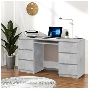 vidaXL Bureau Gris béton 140x50x77 cm Aggloméré pas cher