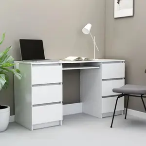 vidaXL Bureau Blanc 140x50x77 cm Bois d'ingénierie pas cher