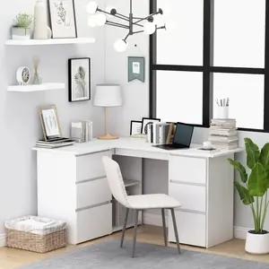 Comparateur de prix : vidaXL Bureau d'angle Blanc 145x100x76 cm Bois d'ingénierie
