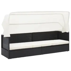 vidaXL Canapé de jardin avec auvent Noir Résine tressée pas cher