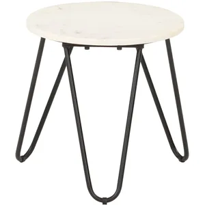 vidaXL Table basse Blanc 40x40x40 cm Pierre véritable texture marbre pas cher