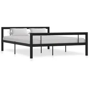 vidaXL Cadre de lit Noir et blanc Métal 140 x 200 cm pas cher