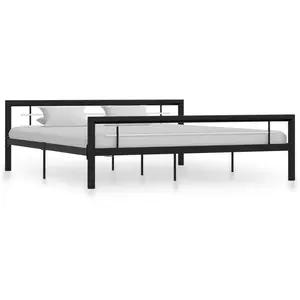 vidaXL Cadre de lit Noir et blanc Métal 180 x 200 cm pas cher