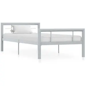 vidaXL Cadre de lit Gris et blanc Métal 100 x 200 cm pas cher