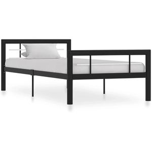 vidaXL Cadre de lit Noir et blanc Métal 90 x 200 cm pas cher