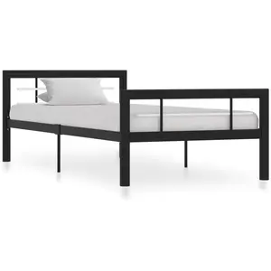 vidaXL Cadre de lit Noir et blanc Métal 100 x 200 cm pas cher
