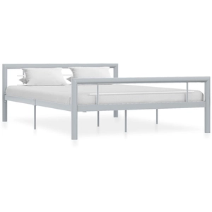 vidaXL Cadre de lit Gris et blanc Métal 120 x 200 cm pas cher