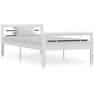 vidaXL Cadre de lit Blanc et noir Métal 100 x 200 cm pas cher