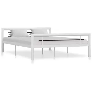 vidaXL Cadre de lit Blanc et noir Métal 160 x 200 cm pas cher