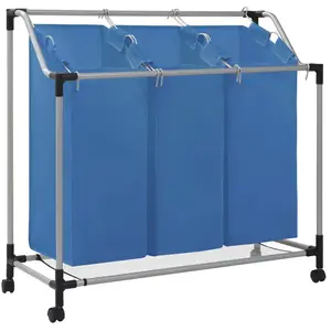 Comparateur de prix : vidaXL Trieuse à linge avec 3 sacs Bleu Acier