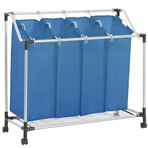 Comparateur de prix : vidaXL Trieuse à linge avec 4 sacs Bleu Acier