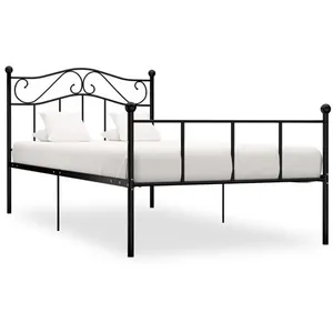 vidaXL Cadre de lit Noir Métal 90 x 200 cm pas cher