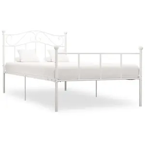 vidaXL Cadre de lit Blanc Métal 90 x 200 cm pas cher