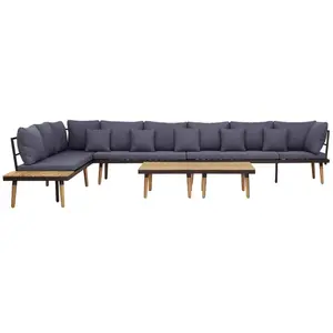 vidaXL Salon de jardin à 8 places avec coussins Bois d'acacia solide pas cher