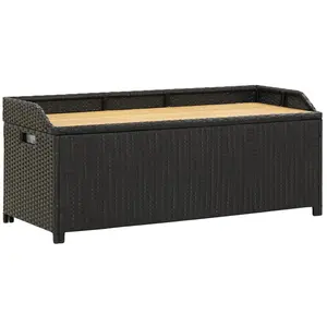 Comparateur de prix : vidaXL Banc de rangement de jardin 120 cm Résine tressée Noir