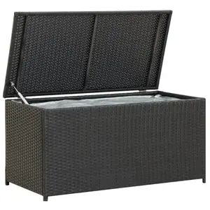 Comparateur de prix : vidaXL Boîte de rangement de jardin résine tressée 100x50x50 cm noir