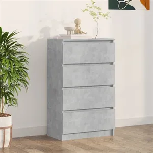 vidaXL Buffet Gris béton 60x35x98,5 cm Bois d'ingénierie pas cher