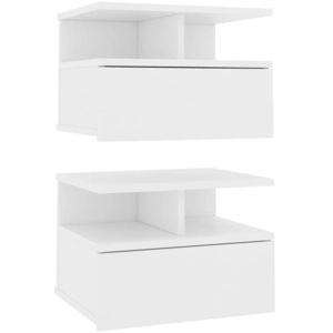 vidaXL Tables de chevet flottantes 2 pcs Blanc 40x31x27 cm Aggloméré pas cher