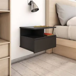 vidaXL Table de chevet flottante Noir 40x31x27 cm Aggloméré pas cher