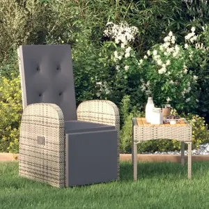 vidaXL Chaise inclinable de jardin et coussin Résine tressée Gris pas cher