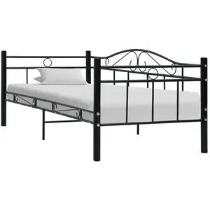 vidaXL Cadre de lit de repos Noir Métal 90 x 200 cm pas cher