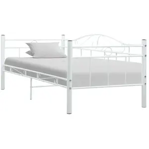 vidaXL Cadre de lit de repos Blanc Métal 90 x 200 cm pas cher