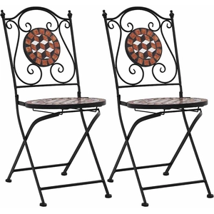 vidaXL Chaises de bistrot mosaïque 2 pcs Marron Céramique pas cher