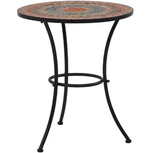 vidaXL Table de bistro mosaïque Orange/gris 60 cm Céramique pas cher