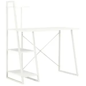 vidaXL Bureau avec étagère Blanc 102x50x117 cm pas cher